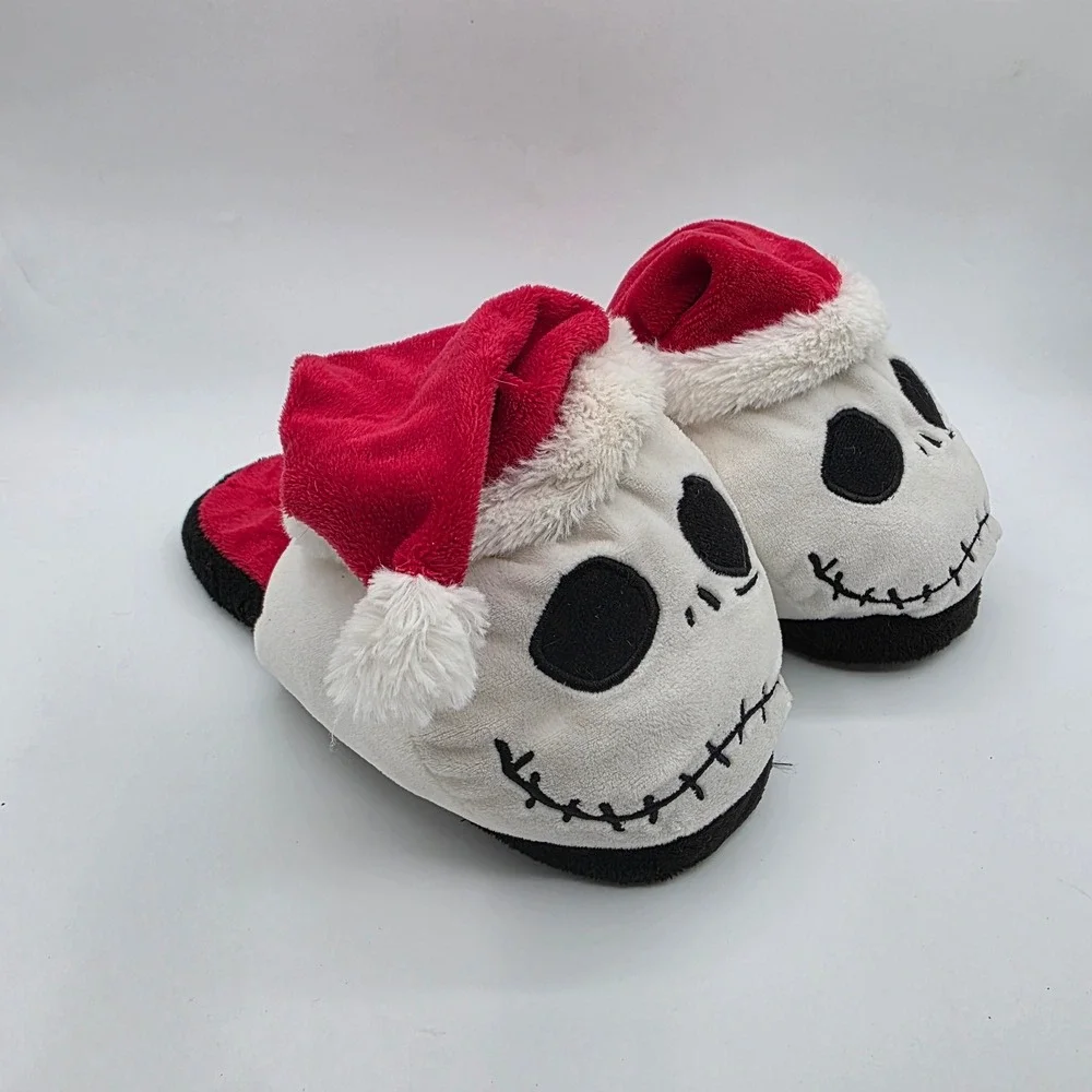 Disney Nightmare Before Christmas Jack Skellington Santa Hat Slippers Kids XL